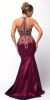 Embellished Bodice Round Neck Fit-n-Flare Long Prom Dress back in Burgundy